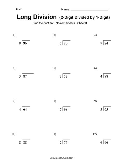 Long Division Worksheets .